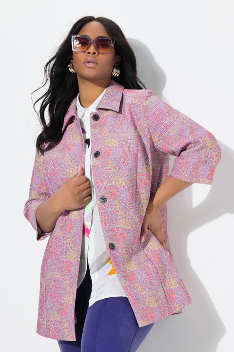Produktbild Ulla Popken Jacke, Mosaik-Design, Hemdkragen, 3/4-Arm (42)