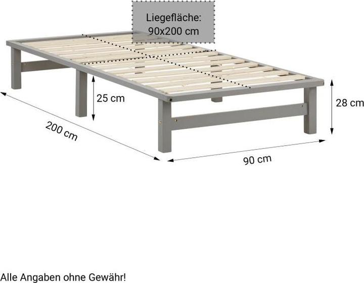 Actual product image Homestyle4u Palettenbett mit Bettkästen & Matratze (90 x 200 cm)