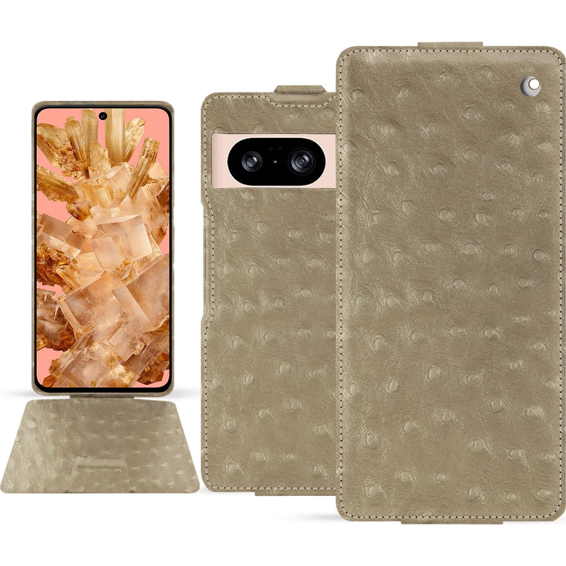 Noreve Lederschutzhülle vertikal (Google Pixel 8), Smartphone Hülle, Beige