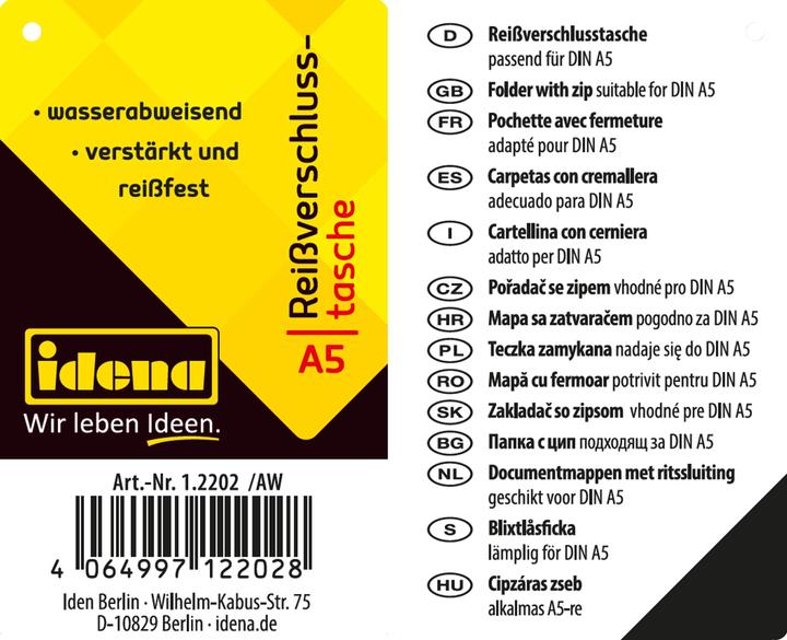Actual product image Idena Zip Pocket A5 Mesh white (A5, 1x)