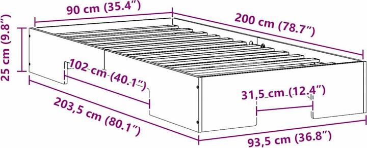 Actual product image vidaXL Bedstead (90 x 200 cm)