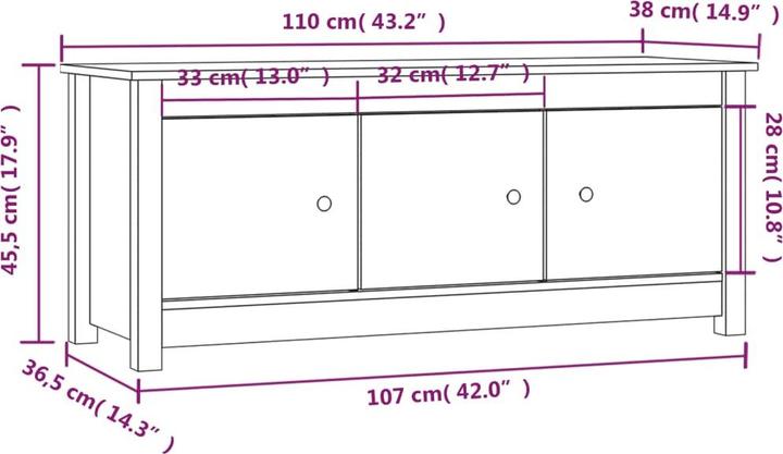 Produktbild vidaXL Schuhschrank (110 x 38 x 45.50 cm)