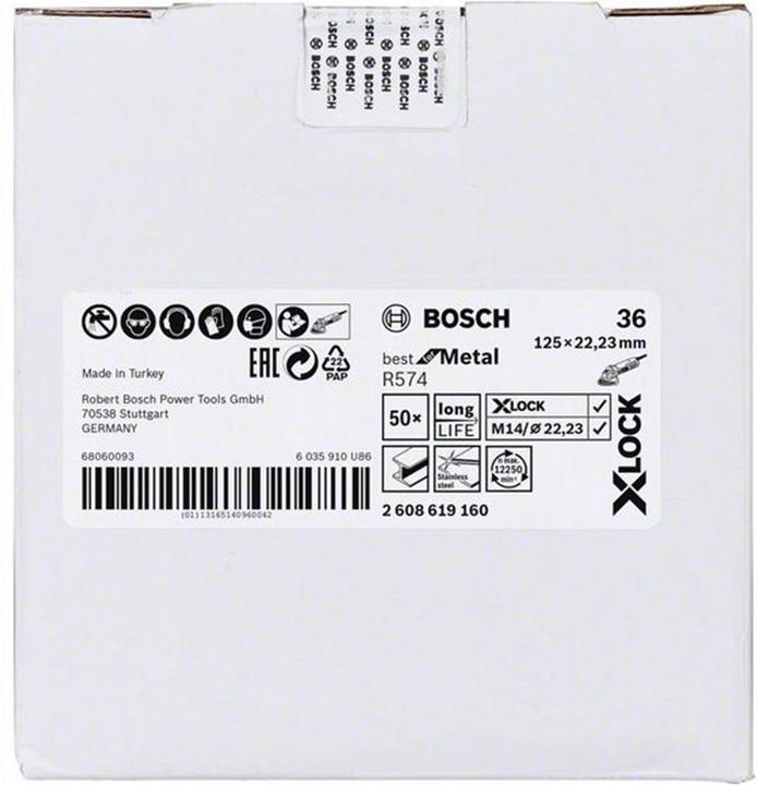 Image du produit Bosch Professional Zubehör PRO R574 Disque fibre X-Lock, 125 mm, G36 (36)