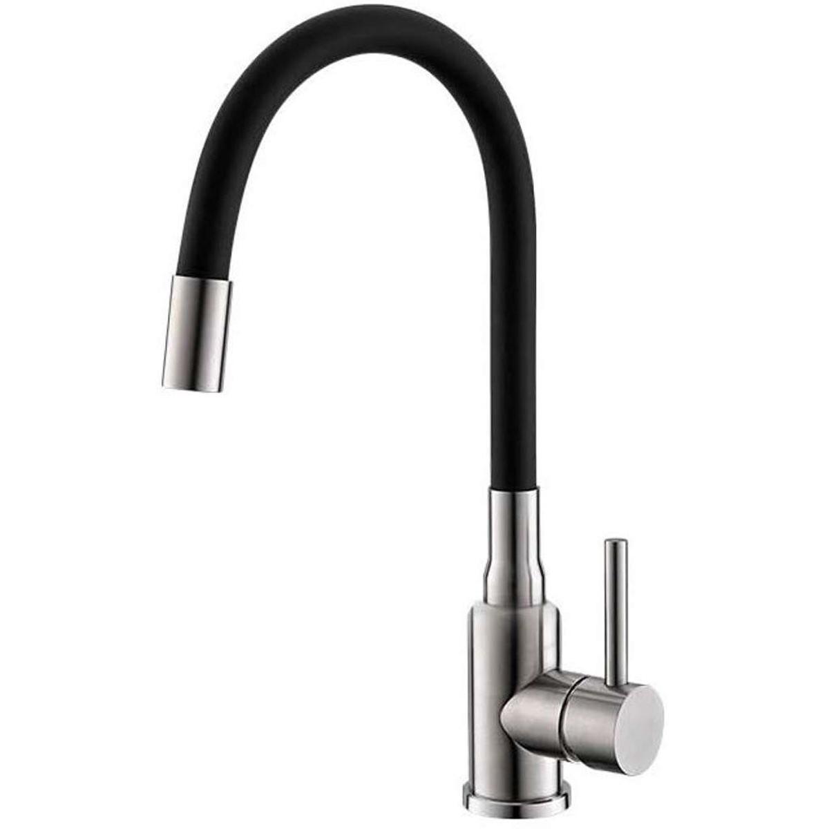 Alveus mintas - keukenkraan met flexibele arm, geborsteld rvs/zwart (1144432)