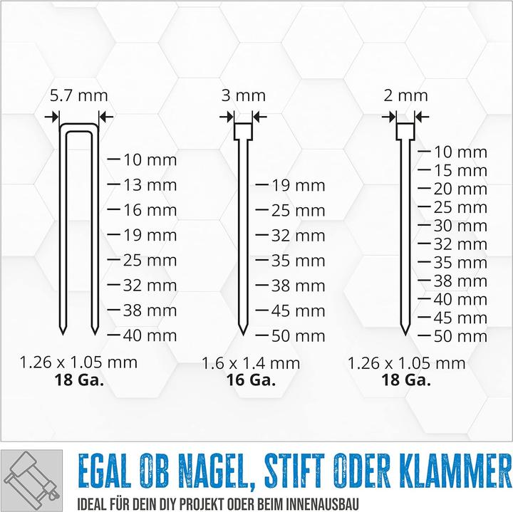 Actual product image Güde Compressed air stapler / nailer 3 in 1 20 - 40 mm 4 - 7.5 bar + 800 pcs. nail / staple set +