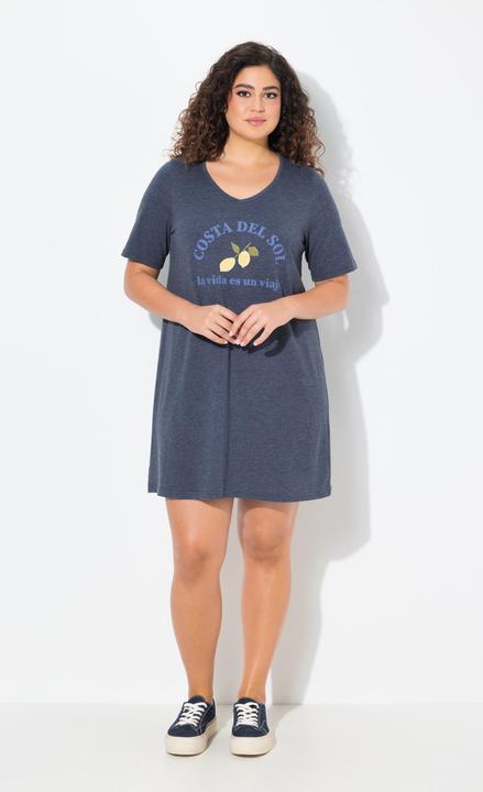 Produktbild Ulla Popken Jerseykleid, Zitronen, A-Linie, V-Ausschnitt, Halbarm (42, 44)