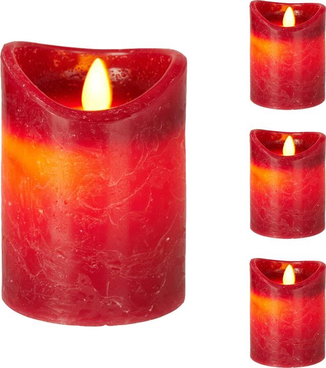 Mojawo 4x LED Stumpenkerze Adventskranz Kerze Echtwachs Ø7x10cm Rot Batterie (4 x)