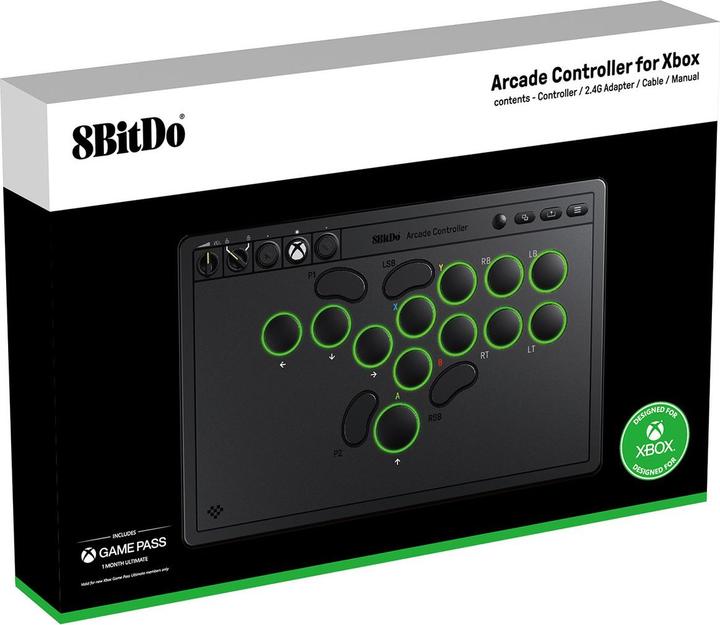 Actual product image 8bitdo Arcade controller (Xbox One S, Xbox One X, Xbox Series S, Xbox Series X, Windows)