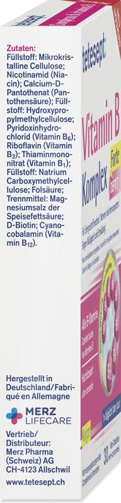 Valeurs nutritives et ingrédients Tetesept Vitamin B-Komplex (30 pcs, Cachets)