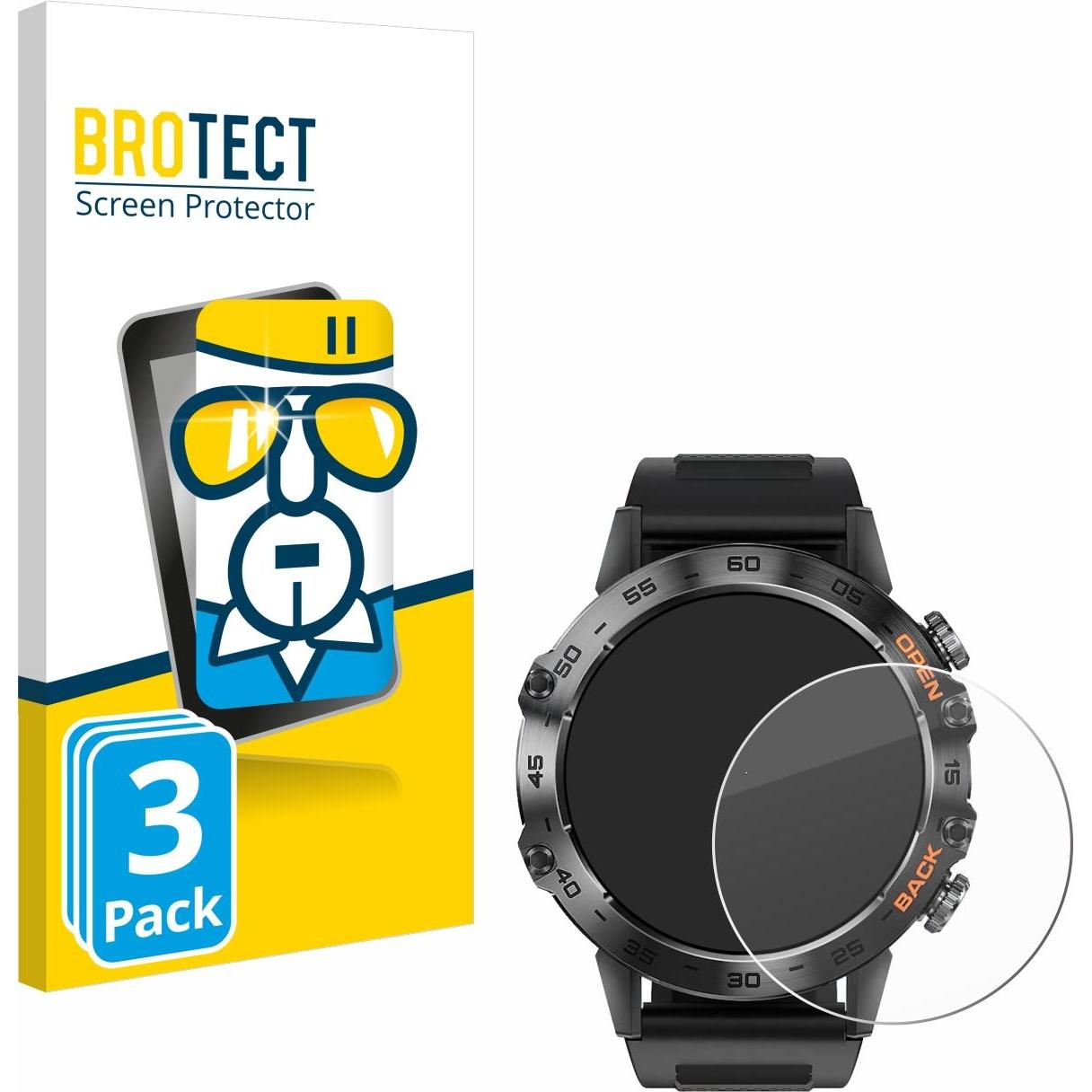 BROTECT Panzerglas Hartglas Displayschutz, Smartwatch Schutzfolie, Transparent
