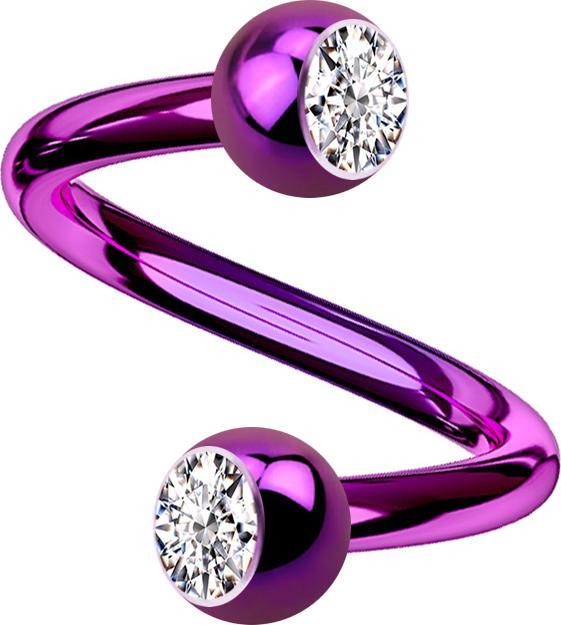 Immagine prodotto Star Piercing Micro Spirale violett mit zwei Kugeln Kristall silber (senza ottone, Titanio)