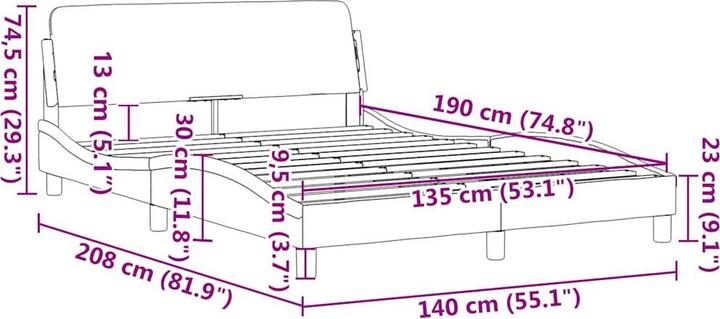 Immagine prodotto vidaXL Bettgestell (135 x 190 cm)