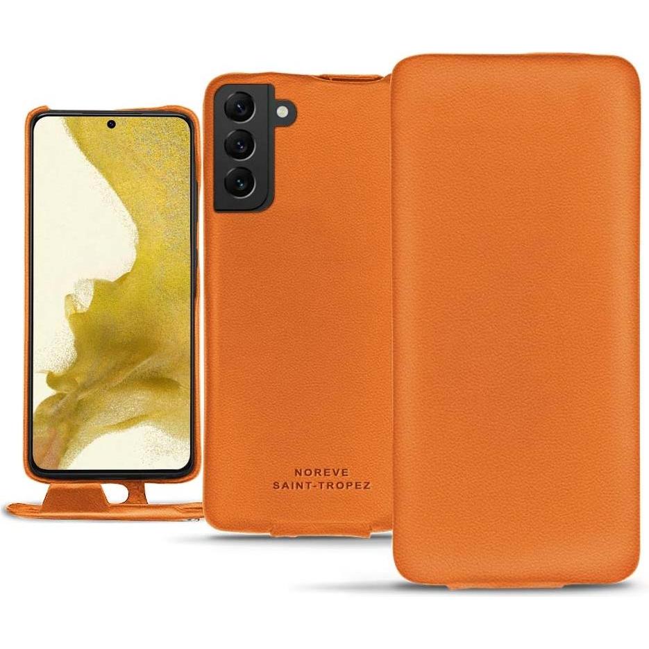 Noreve Lederschutzhülle vertikal (Samsung Galaxy S22), Smartphone Hülle, Orange