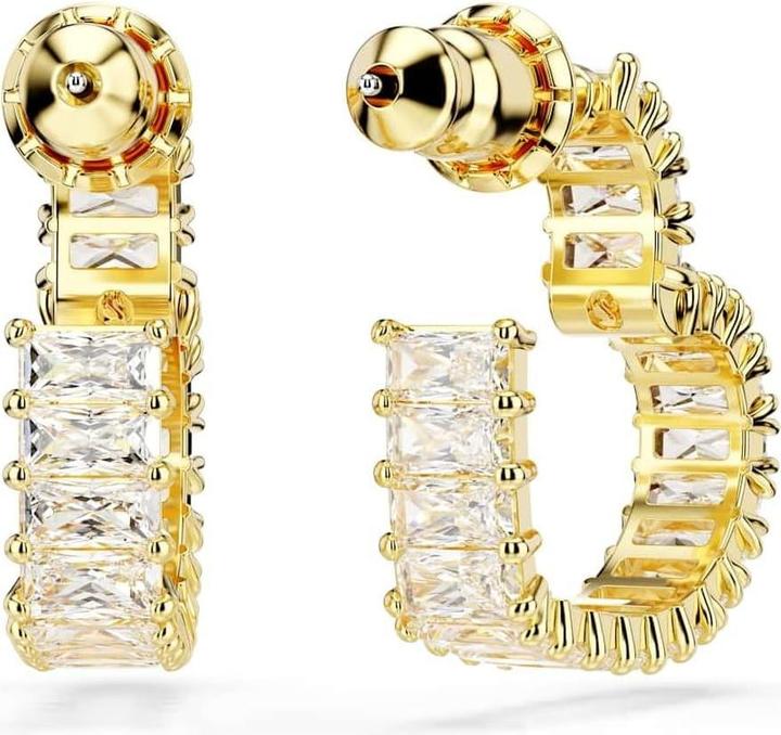 Productafbeelding Swarovski Matrix hoepel oorbellen baguette geslepen hart klein witgoud (Swarovski metaal)