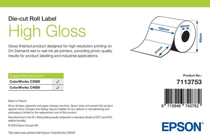 Productafbeelding Epson Hoogglans label stansrol (10.50 cm)