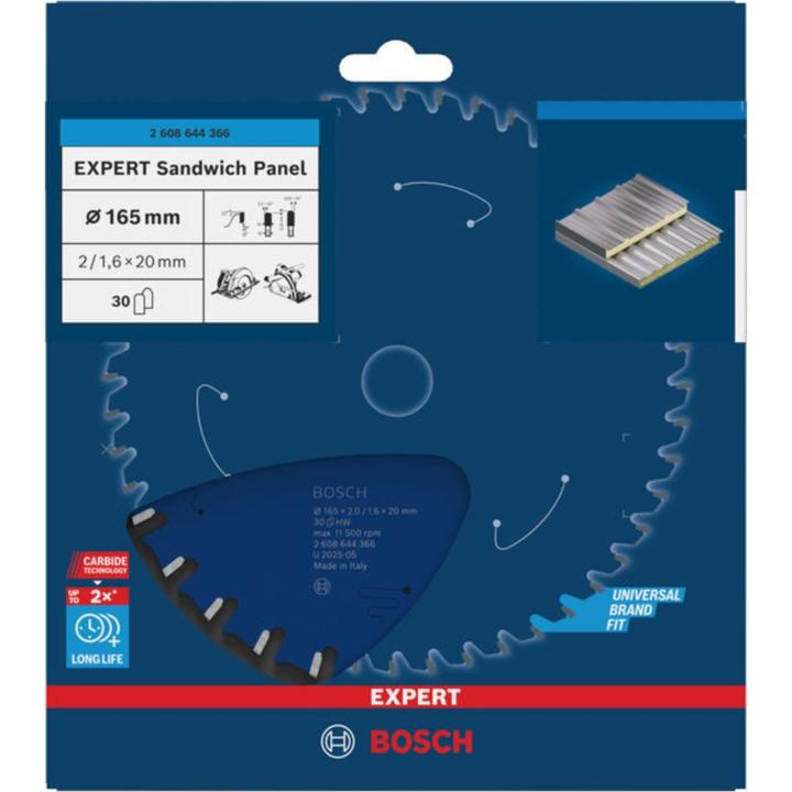 Produktbild Bosch Professional Zubehör Kreissägeblatt Expert for Sandwich Panel, 165 x 20 x 2,0 mm, 30