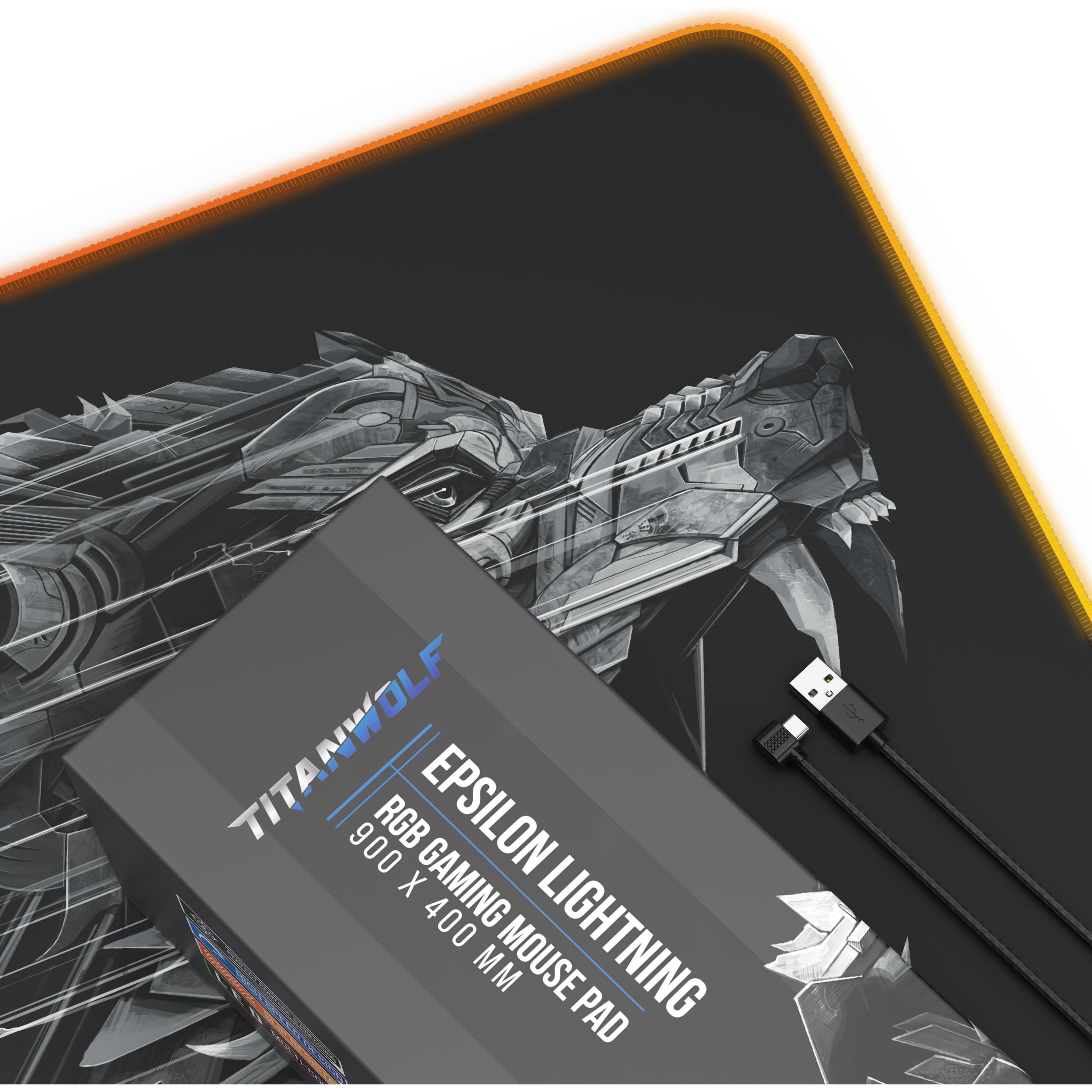 Thumbnail - Titanwolf RGB Gaming Mauspad (XL), Mausmatte, Schwarz