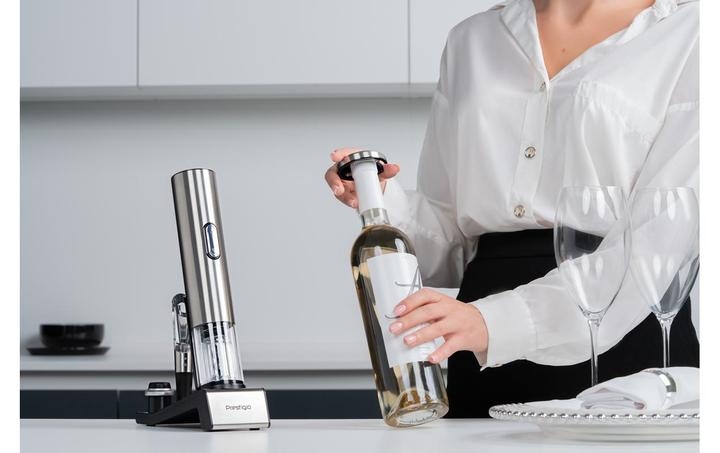 Actual product image Prestigio Bolsena electric wine opener set matt black retail (Electric corkscrew)