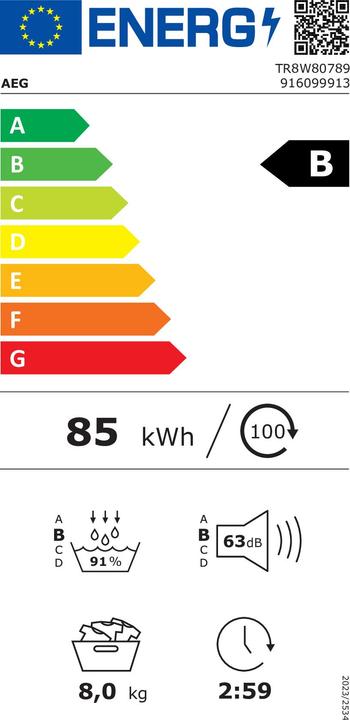 Etichetta energetica AEG TR8W80789 916099913 (8 kg, A destra)