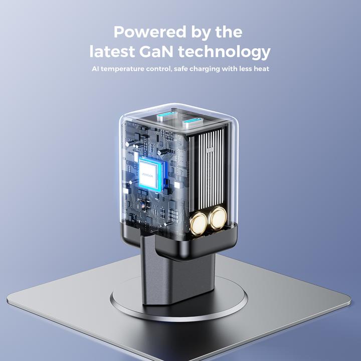 Actual product image Joyroom Dual USB-C GaN Charger 45W - Black (45 W, 2 ports)