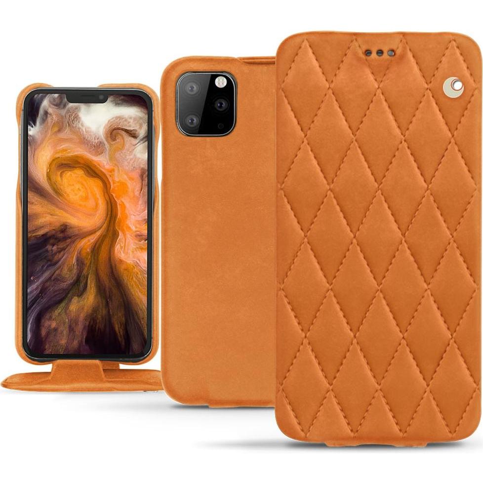 Noreve Lederschutzhülle vertikal (Apple iPhone 11 Pro Max), Smartphone Hülle, Orange