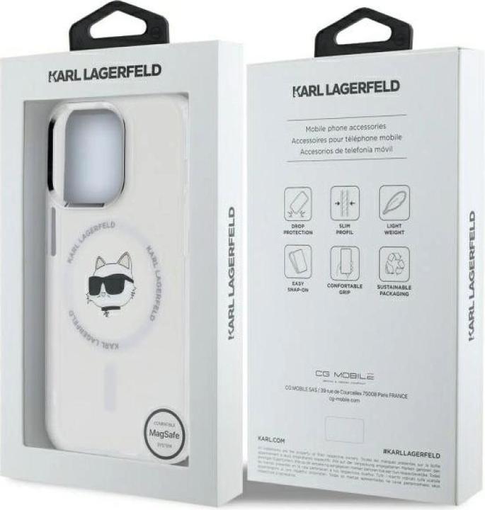 Actual product image Karl Lagerfeld KLHMP13LHLSCHH iPhone 13 Pro 6.1" biały/white hardcase IML Metal Choupette Head MagS (Apple iPhone 13 Pro)