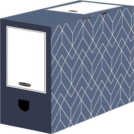 Bankers Box, Dokumentenablage, 5 Archivboxen Décor Serie schieferblau/weiss 15,0 x 34,5 x 25,3 cm