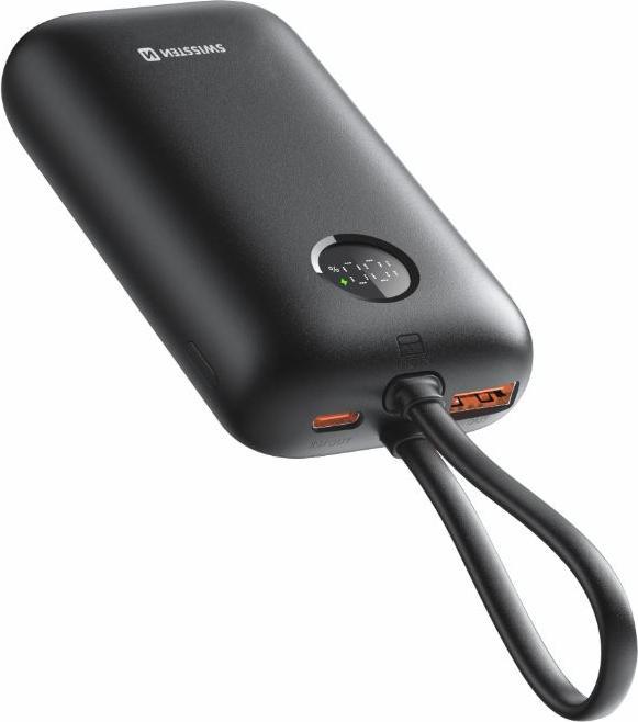 Image du produit Swissten Power Bank Voltbox 35w 10000 Mah with Built-In Cables USB-C and Lightning Black (10000 mAh, 35 W, 35 Wh)