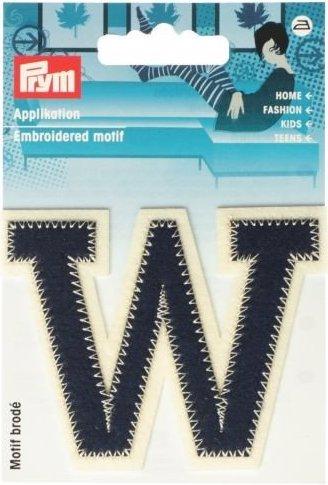 Actual product image Prym Application letter W, blue/ecru (8.10 x 6.50 cm)