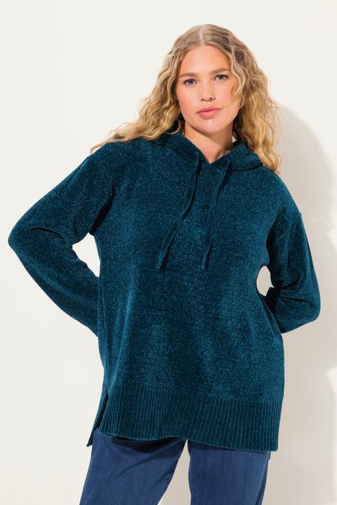 Image du produit Ulla Popken Sweat-shirt en maille chenille, capuche avec cordon de serrage, manches longues (50, 52)