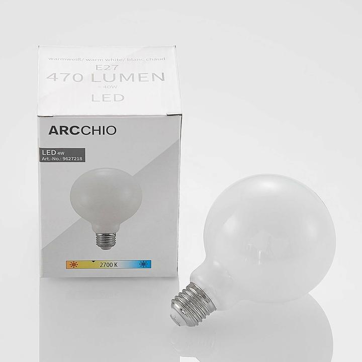 Actual product image Arcchio LED lamp E27 4W 2.700K G95 Globe, dimmable, opal (E27, 470 lm, 1 x)
