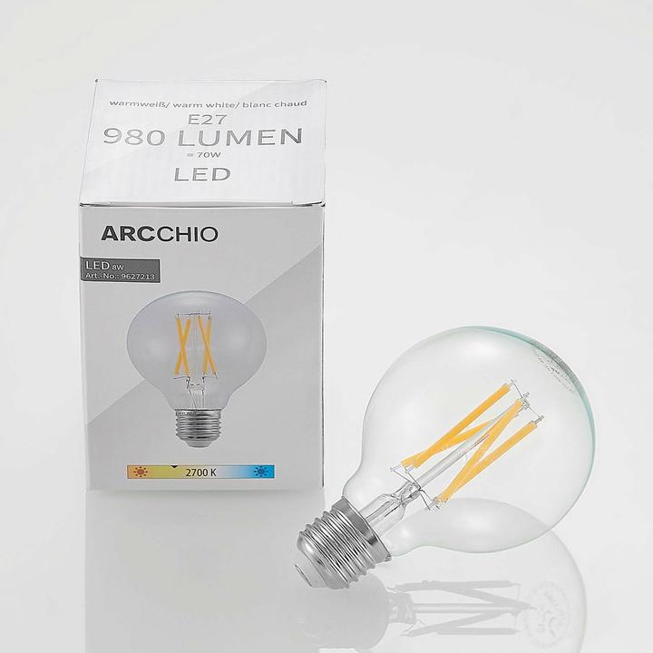 Produktbild Arcchio LED-Lampe E27 8W G80 2.700K Filament dimmbar klar (E27, 8 W, 980 lm, 1 x, E)