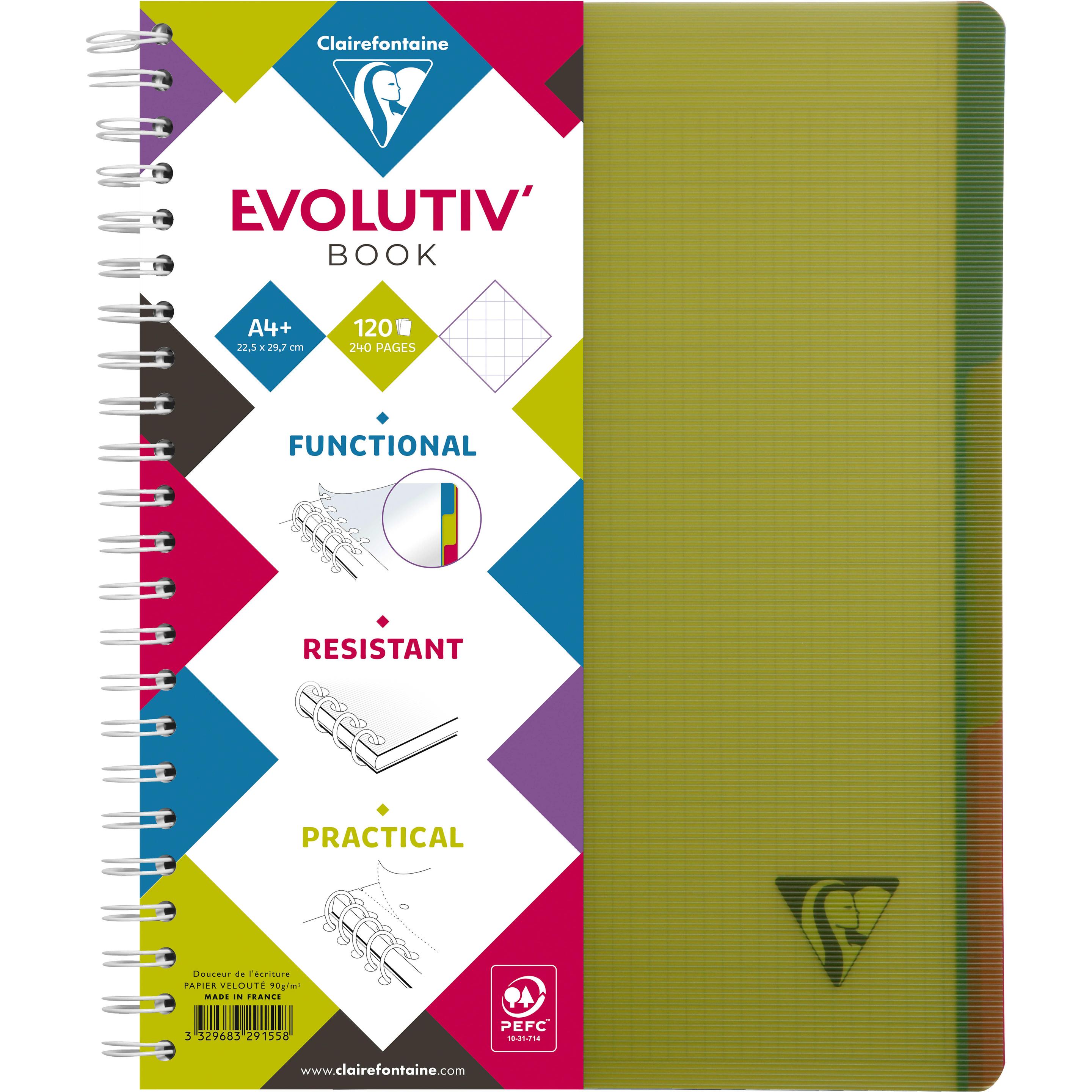 Thumbnail - Clairefontaine, Heft + Block, Linicolor Evolutiv Book (A4+, Kariert, Weicher Einband)