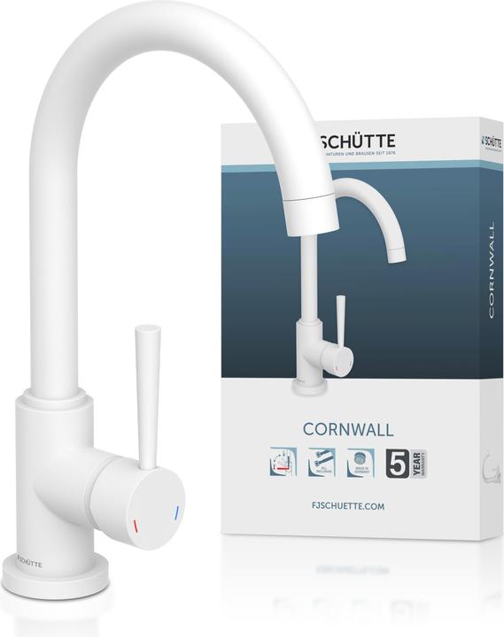 Immagine prodotto Schütte Rubinetto da cucina CORNWALL Miscelatore per lavello Bianco opaco Girevole 79161