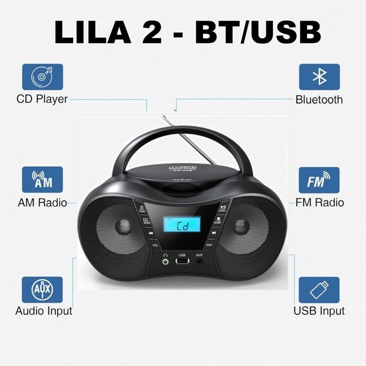 Produktbild Elta Radio-Player CD LILA2 USB/BT Schwarz (Bluetooth)