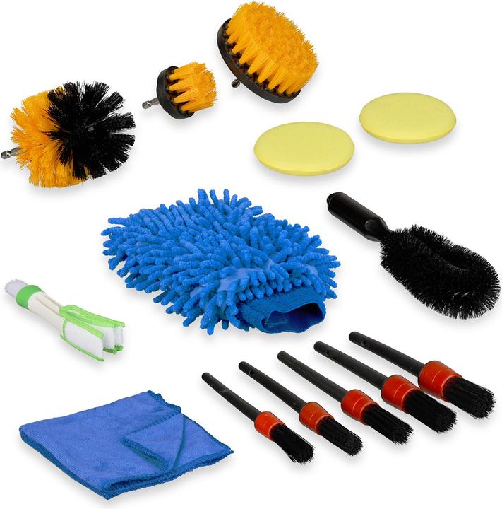 Relaxdays Kit de nettoyage pour voiture 14 pièces