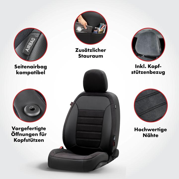 Image du produit Walser Housse de siège pour Nissan Qashqai/Qashqai +2 I 12/2006-04/2014, 2 housses de siège individuelles
