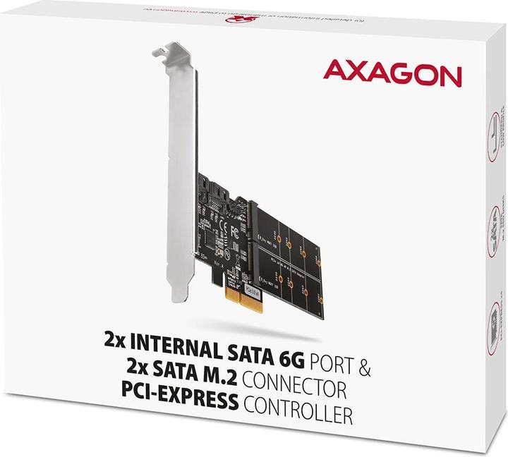 Actual product image Axagon PCES-SA4M2 PCIe Controller 2x internal SATA 6G port + 2x internal M.2 B-key SATA port + LP
