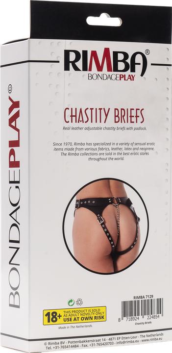 Actual product image Rimba Erotic Fashion ra7129 Chastity Briefs Black Leather Adjustable