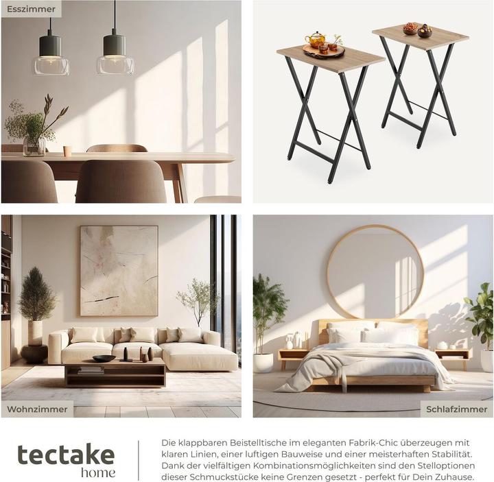 Produktbild tectake 2er Set Beistelltische Phoenix klappbar (48 x 36 x 66.5 cm)