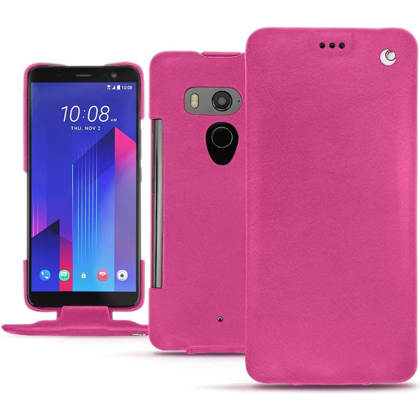 Noreve Lederschutzhülle vertikal (HTC U11+), Smartphone Hülle, Rosa