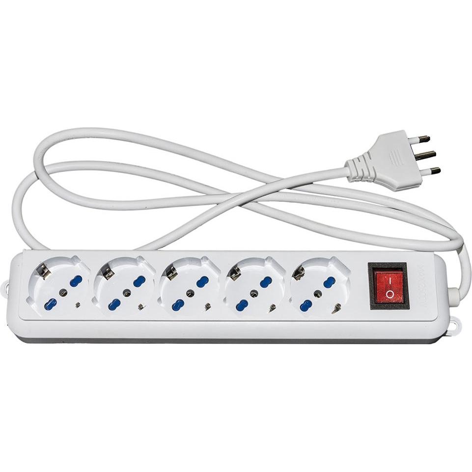 Link, Steckdosenleiste, Presa Multipla 5 Schuko Con Interruttore Cavo 1,5mt Bianca (5 x, CEE 7/3, 1.50 m)