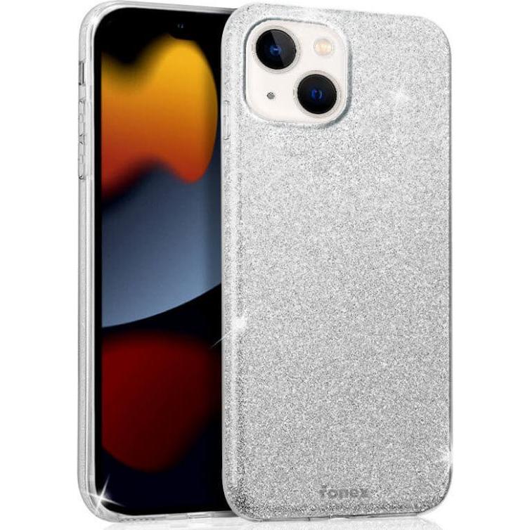 Fongex iPhone 14 - Glitter Silikonhülle silber (Apple iPhone 14), Smartphone Hülle, Silber