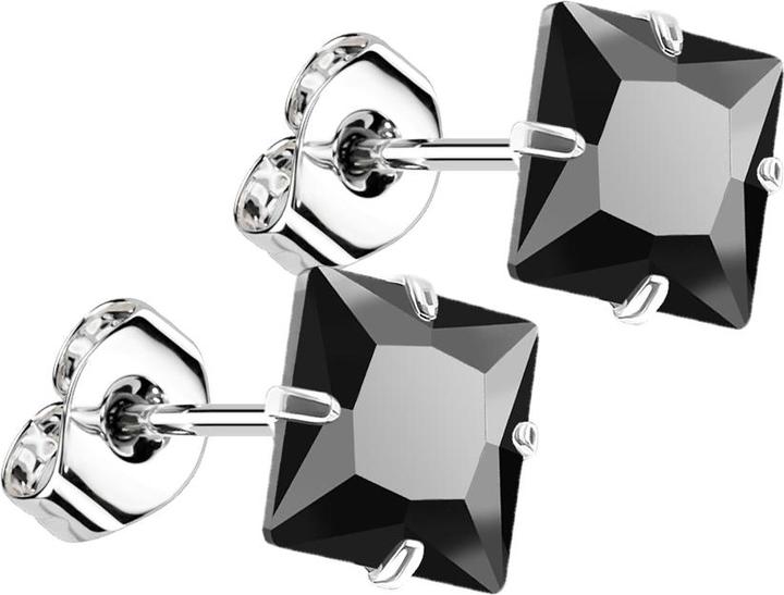 Image du produit Star Piercing Boucles d'oreilles argent avec cristal carré noir (sans laiton, Argent sterling 925)