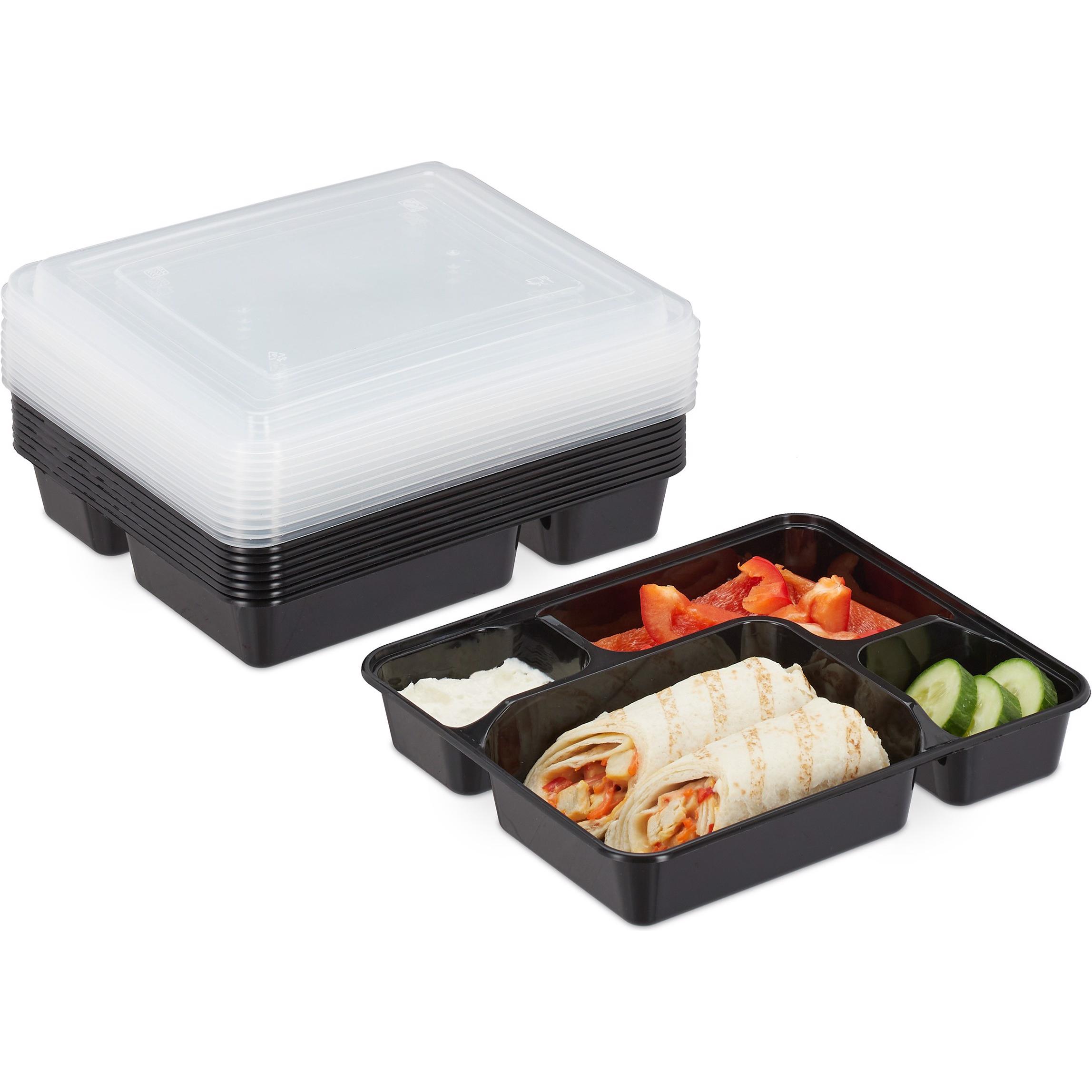 Relaxdays Meal-Prep-Box, Lunchbox, Schwarz
