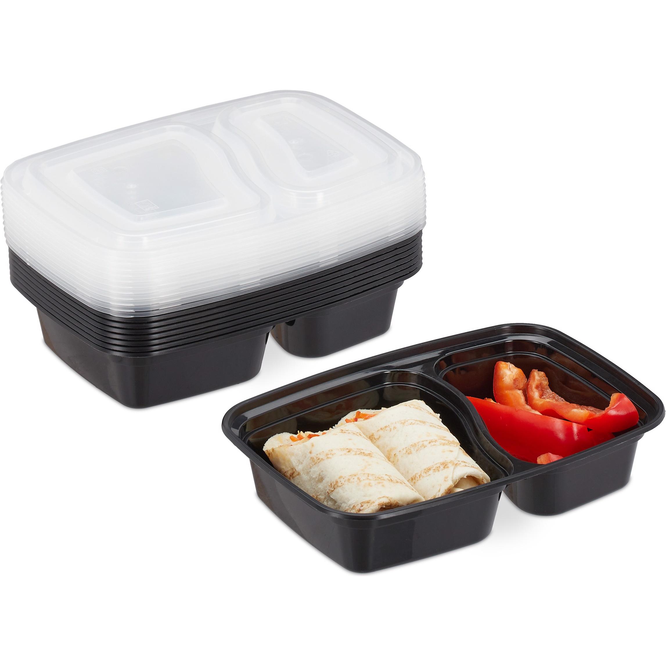 Relaxdays Meal-Prep-Boxen, Lunchbox, Schwarz