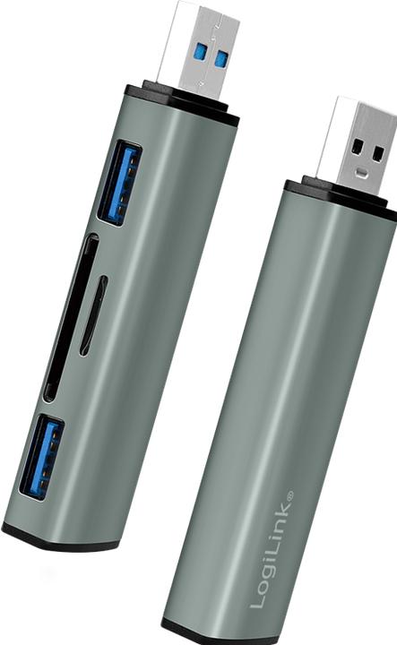 Produktbild LogiLink Cardreader USB 3.2 Hub 2-port grey (USB-A, 4 Ports)