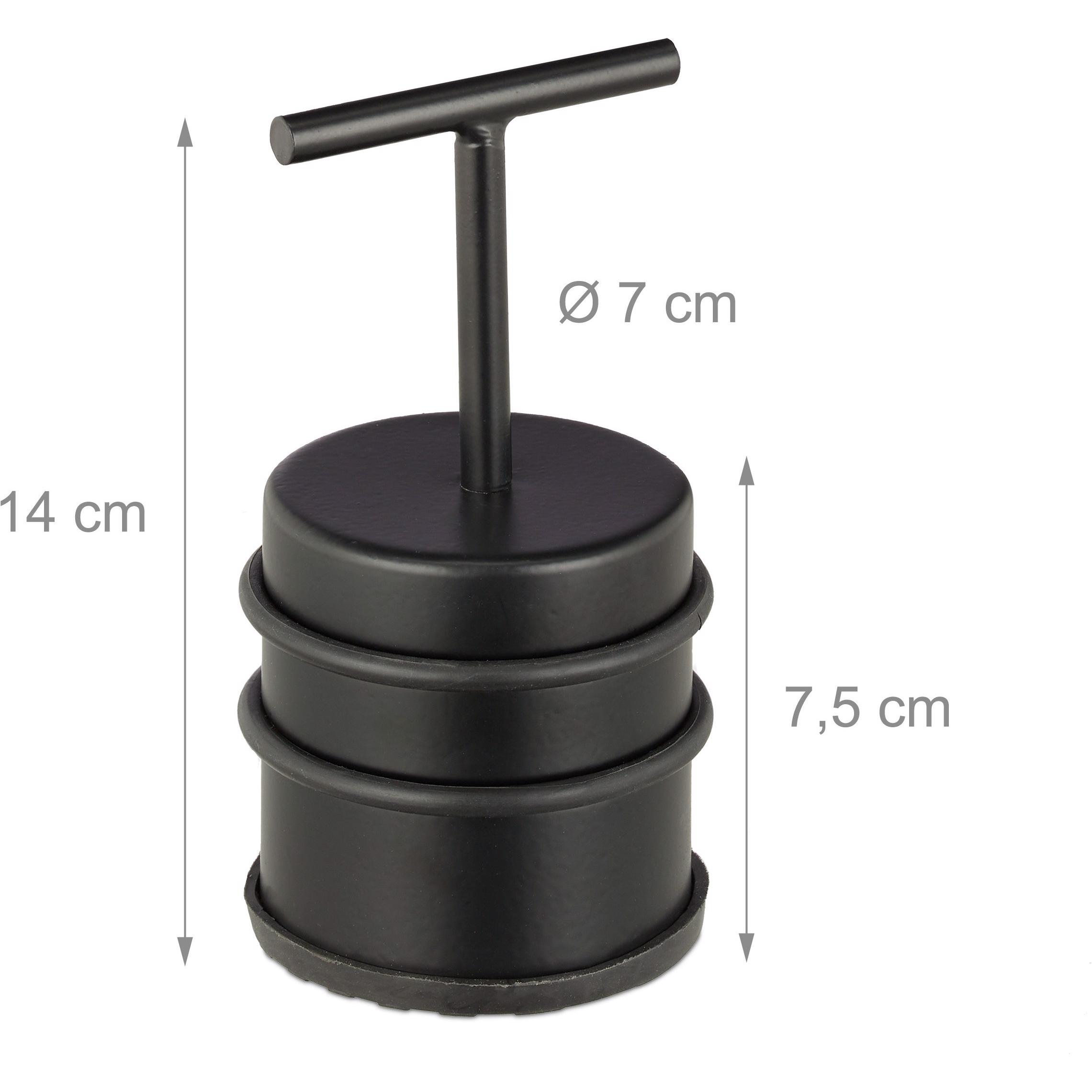 Relaxdays Butoir De Porte, Avec Poignée, Acier Inoxydable Et Caoutchouc H X D 20 X 7 Cm Pour Interieur Noir 90687688