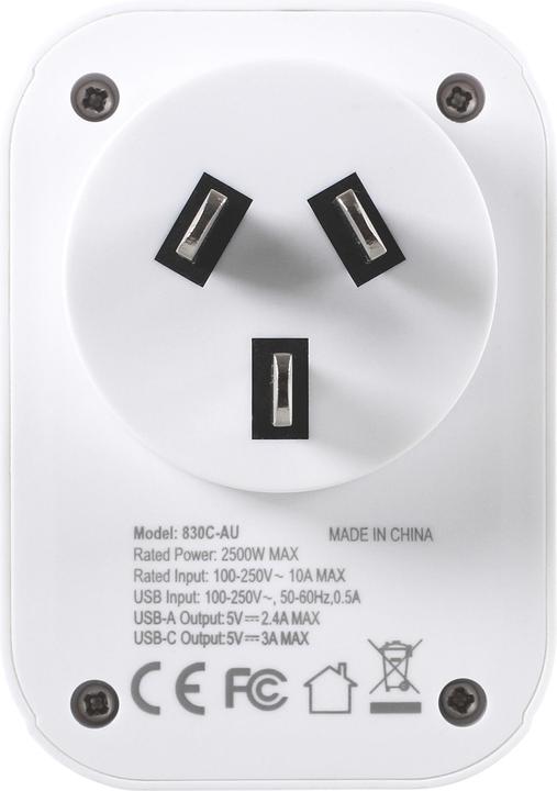 Actual product image Lifeventure World to AUS/China Travel Adaptor with USB (& USB C)