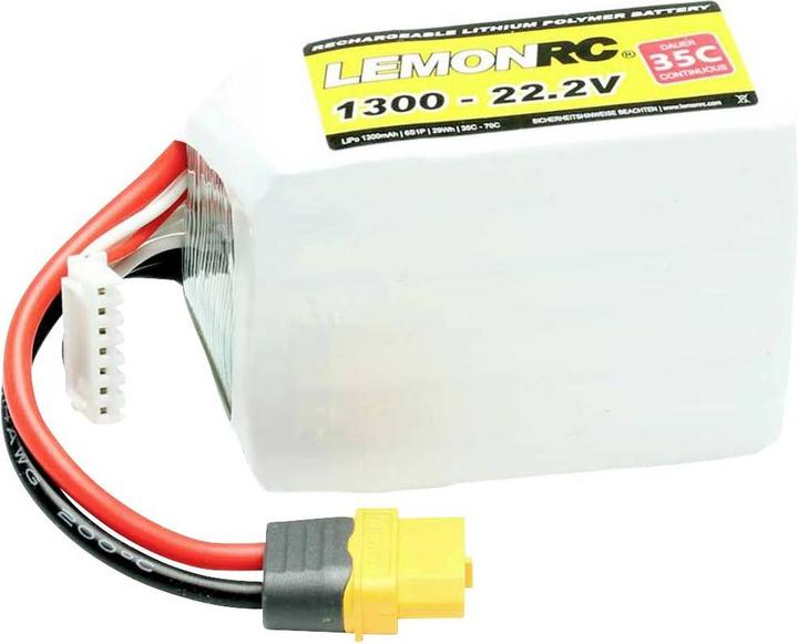 Image du produit LemonRC Modellbau-Akkupack LiPo 22.2 V 1300 mAh Zellen-Zahl 6 35 C Softcase (22.20 V, 1300 mAh)